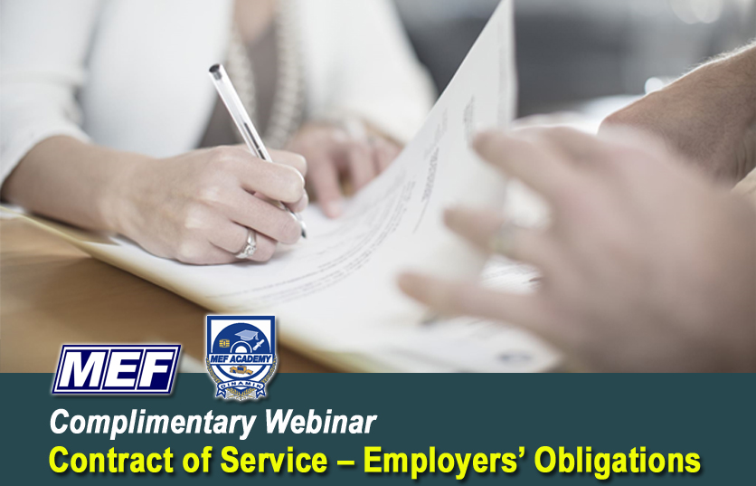 MEF-MEFA Complimentary Webinar Contract of Service – Employers’ Obligations